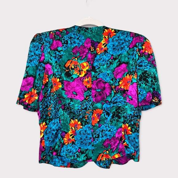 Adrianna Papell Skirt Set Size 12 Silk Floral Business Suit Vintage 80s 90s - Picture 6 of 13